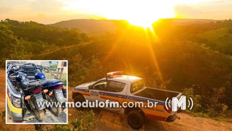 Duas motos furtadas são localizadas em propriedade rural de Pedros e quatro menores são apreendidos