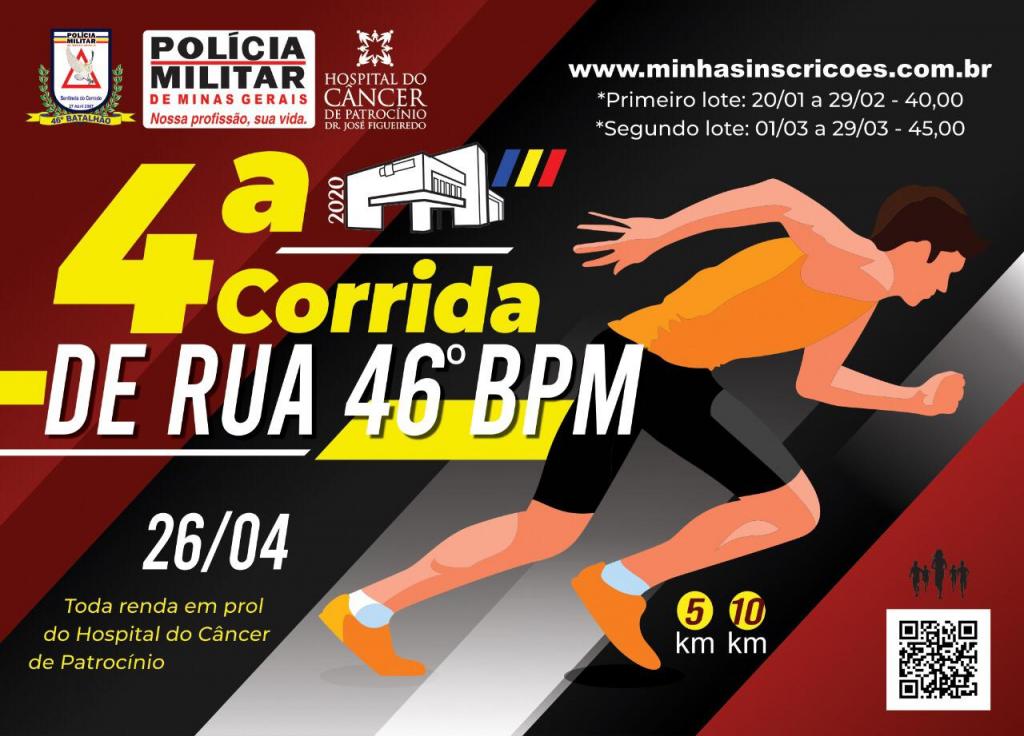 Renda da 4ª Corrida de Rua do 46º Batalhão de Polícia Militar será destinada ao Hospital do Câncer
