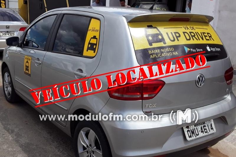 Veículo roubado de motorista de aplicativo é localizado