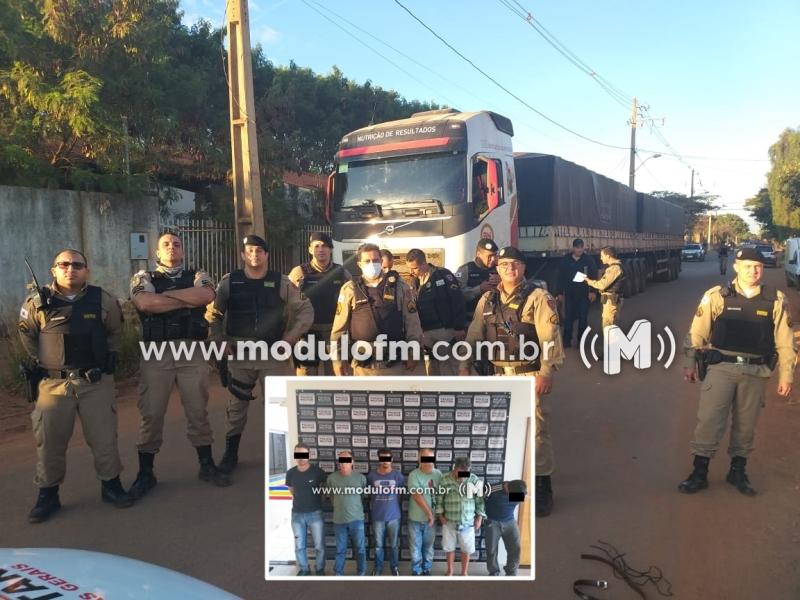 Quadrilha é presa e carreta roubada de Patrocínio é recuperada em Araguari