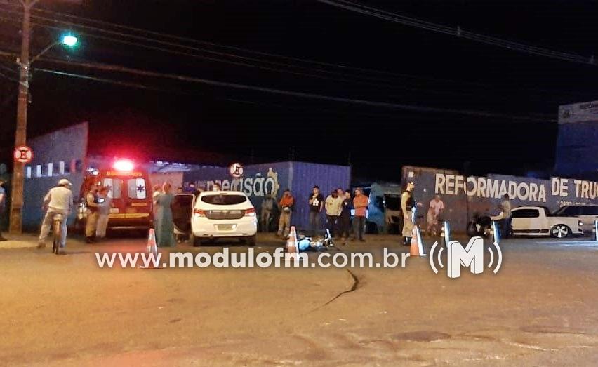 Bebê de um ano escapa ileso e motociclista fica ferido em acidente no bairro Nações