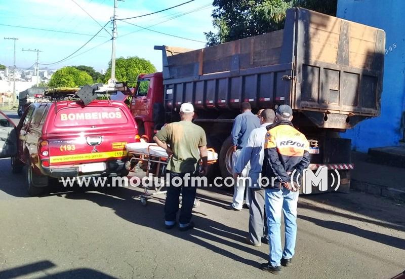 Mecânico fica ferido após ser atropelado enquanto consertava caminhão