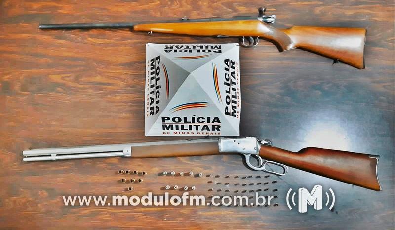PM cumpre mandado de prisão e apreende armas e munições em residência