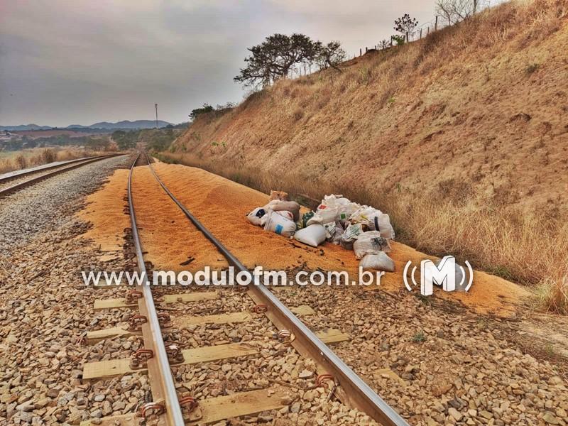 Carga de soja em vagões de trem é alvo de marginais em Salitre de Minas