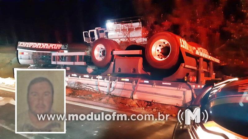 Carreta carregada com mexericas tomba e motorista morre na BR-365