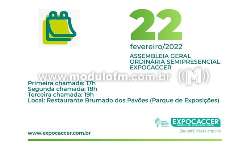 Expocaccer realizará AGO semipresencial na próxima terça-feira (22)