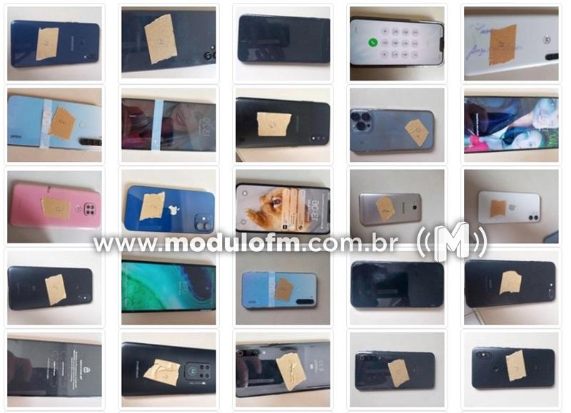 PM divulga fotos de celulares apreendidos em Santa Catarina que podem pertencer a vítimas de Patrocínio durante a FENACAFÉ