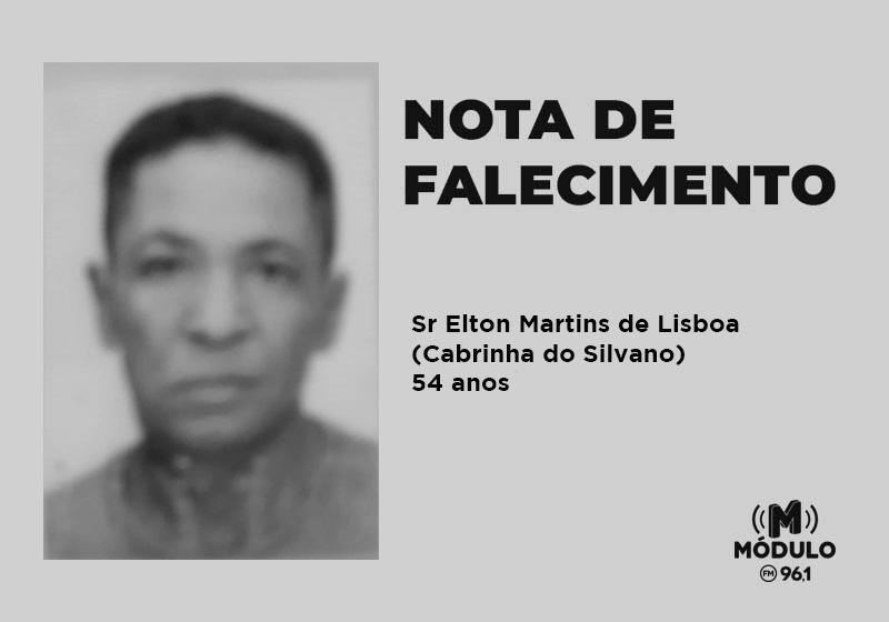 Nota de Falecimento Sr. Elton Martins de Lisboa (Cabrinha...