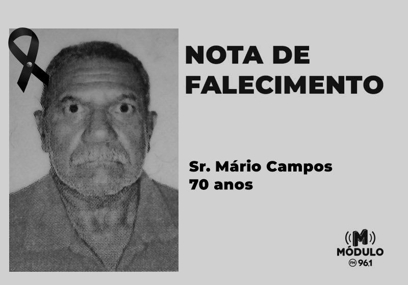 Nota de falecimento Sr. Mário Campos aos 70 anos