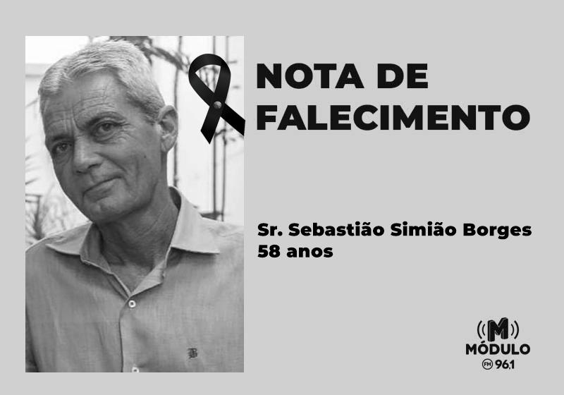 Nota de falecimento Sr. Sebastião Simião Borges aos 58...