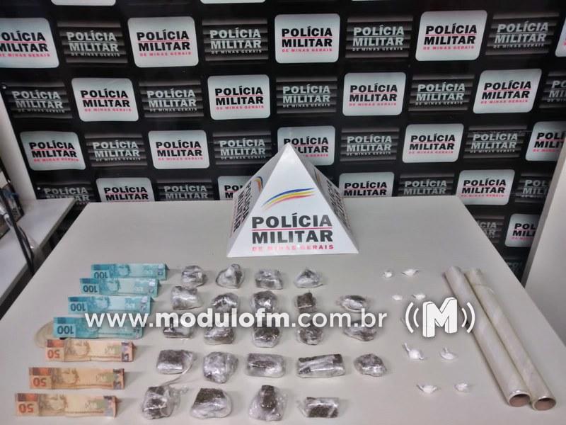 Tático Móvel e GEPMOR apreendem drogas e prendem dois jovens por suspeita de tráfico em Patrocínio