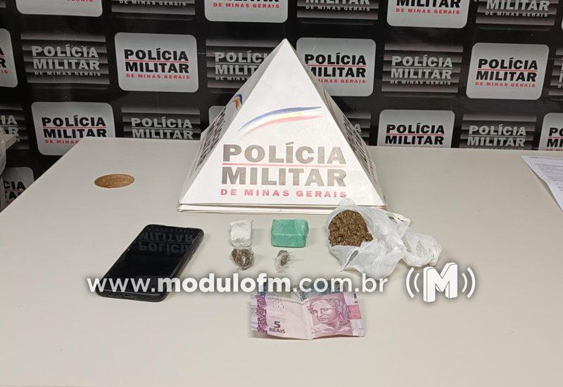 Jovem é abordado em veículo e preso por suspeita de tráfico de drogas em Patrocínio