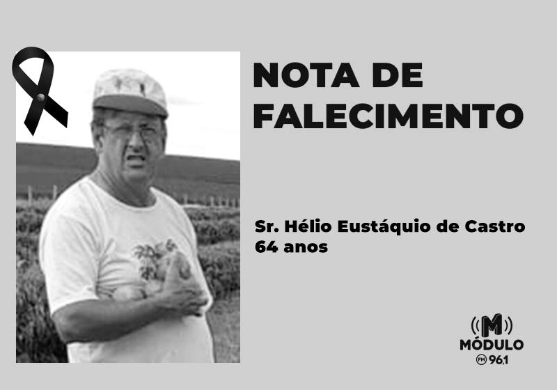 Nota de falecimento Sr. Hélio Eustáquio de Castro aos 64 anos