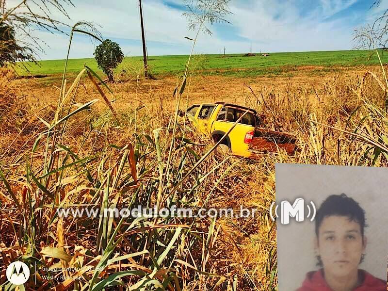 Foragido da Justiça bate caminhonete em barranco e passageiro morre na BR-352 em Coromandel