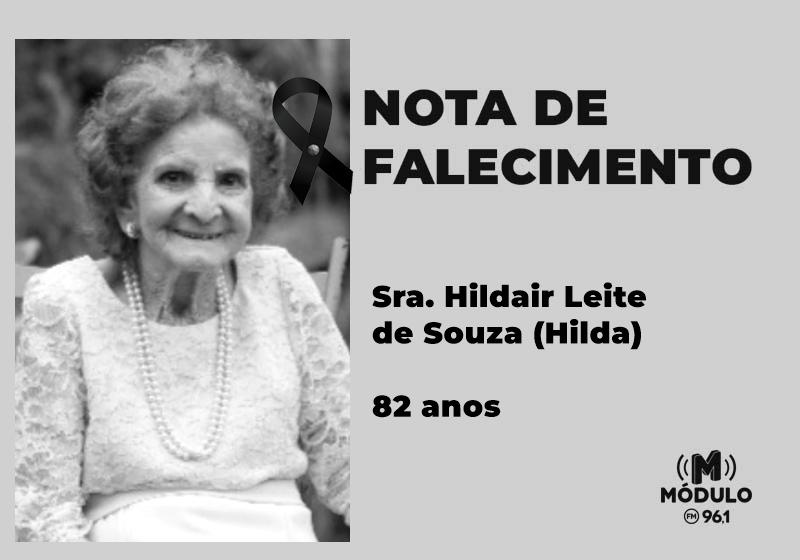Nota de falecimento Sra. Hildair Leite de Souza (Hilda) aos 82 anos