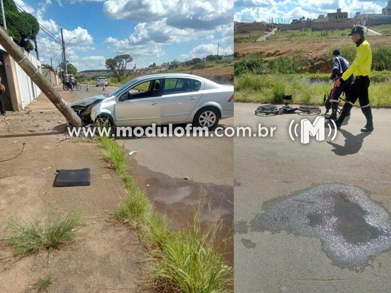 Motorista atropela cadeirante e derruba poste em Patrocínio