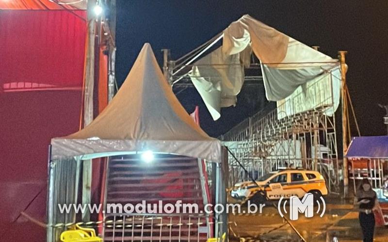 Temporal destrói estrutura, e show de Guilherme e Santiago é cancelado em Guimarânia