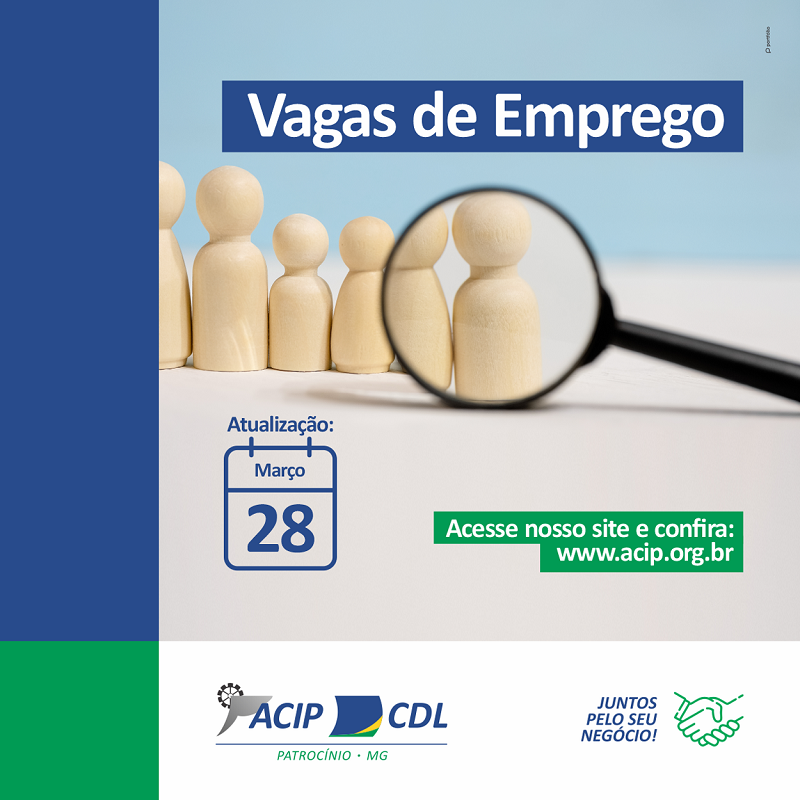 Vagas de Emprego ACIP/CDL: 28 DE MARÇO DE 2023