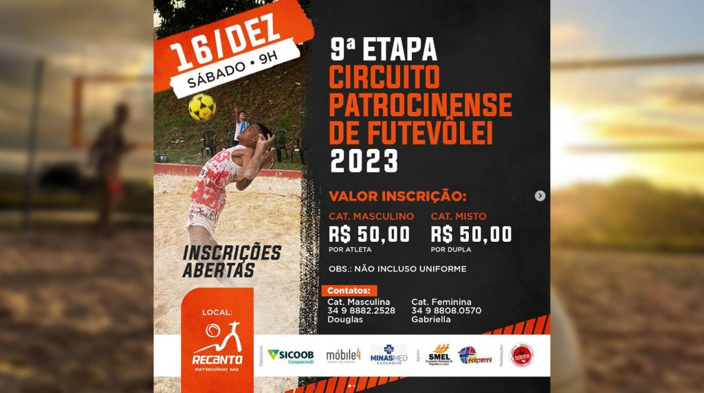 Abertas as Inscrições para a 9ª Etapa do Circuito Patrocinense de Futevôlei 2023: premiações e mais detalhes
