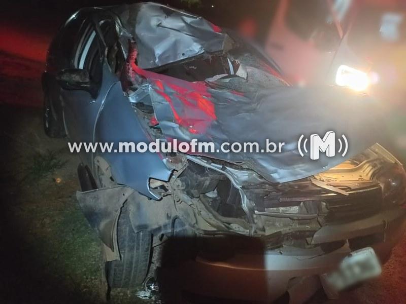 Condutor escapa ileso, mas cavalos soltos na BR-365 geram...