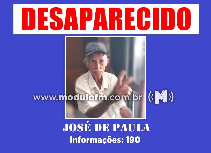 Família faz apelo para encontrar idoso desaparecido em Patrocínio
