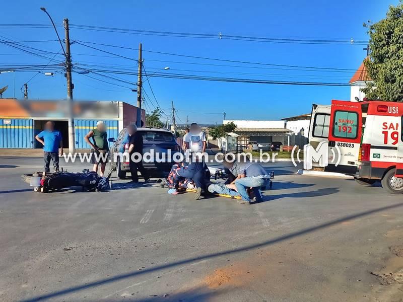 Motociclista ferido após veículo avançar sinal de parada obrigatória em Patrocínio
