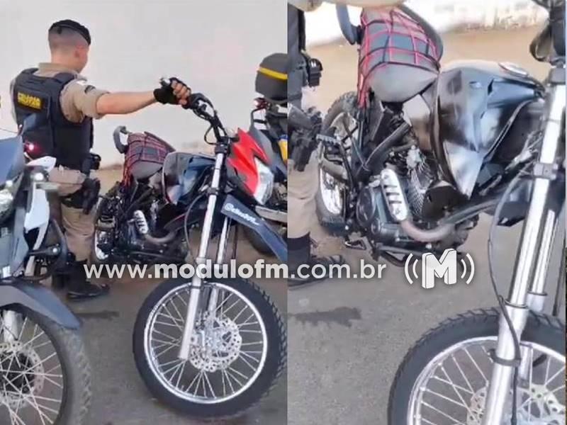 Polícia Militar apreende motocicleta irregular após denúncias de barulho excessivo