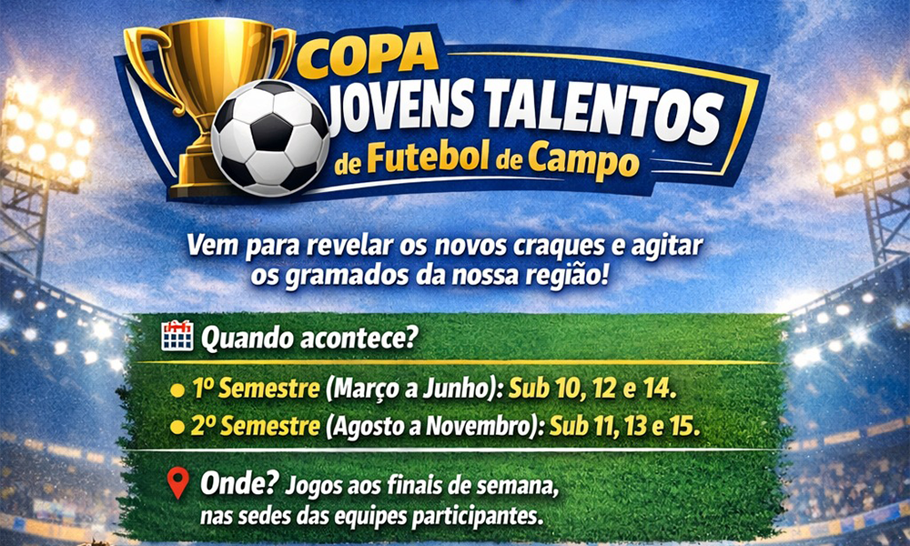 Copa Jovens Talentos vai reunir equipes de base de até 28 cidades da região em competição regional de futebol