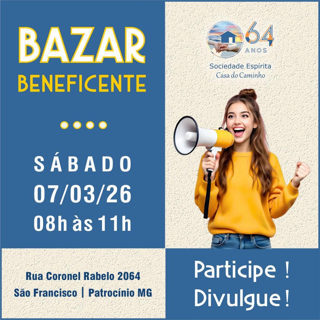 Imagem 1 do post Bazar beneficente da Casa do Caminho acontece neste sábado em Patrocínio